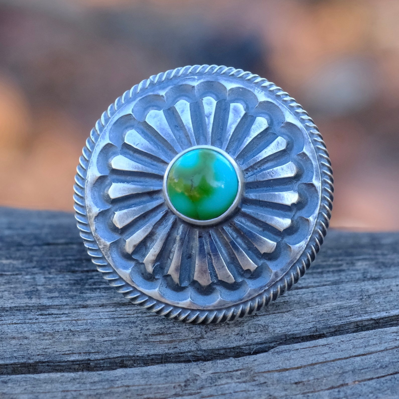 LEON MARTINEZ Sterling Silver Turquoise Ring 7.25