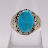 Vintage Sterling Turquoise Stamped Band Ring 9.25