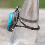 Vintage Sterling Turquoise Feather Ring 6