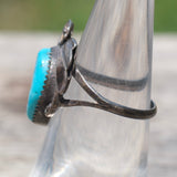 Vintage Sterling Turquoise Feather Ring 6