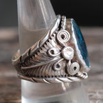 Vintage Sterling Abalone Ring 10.75