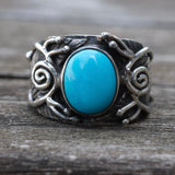 Vintage Sterling Turquoise Band 6.5