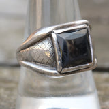 Vintage Sterling Hematite Signet Ring 9.25