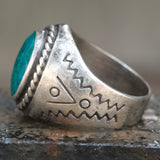 Vintage Sterling Stamped Turquoise Ring 12.5