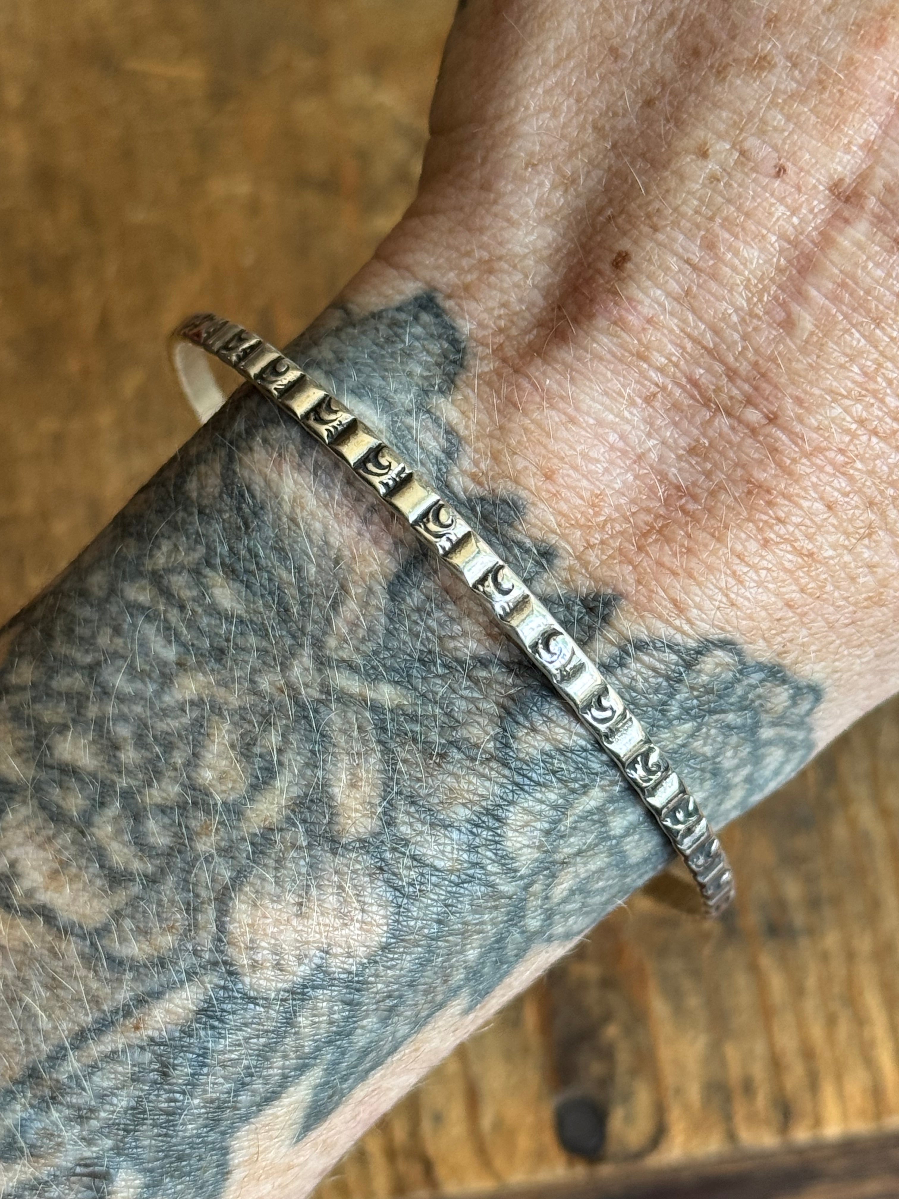 Vintage Sterling Silver Stamped Bar Bangle