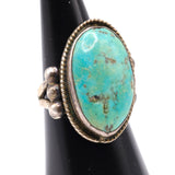 Vintage Sterling Turquoise Split Shank Ring 8