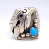 Vintage Sterling Turquoise Eagle Ring 10.25