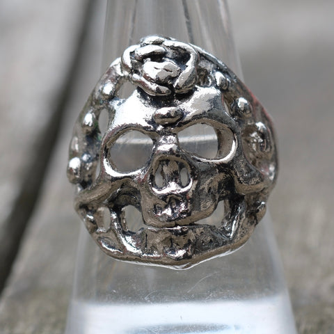 Vintage White Bronze Biker Ring 9