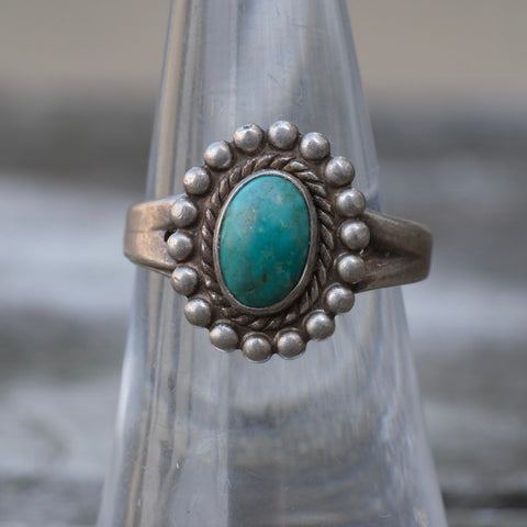 Vintage Sterling Turquoise Ring 6.5