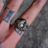 Vintage Sterling Silver Lucky Horseshoe CZ Ring 9.25