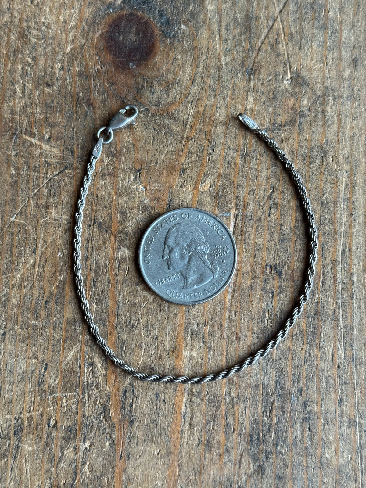 Vintage Sterling Silver Rope Chain Bracelet