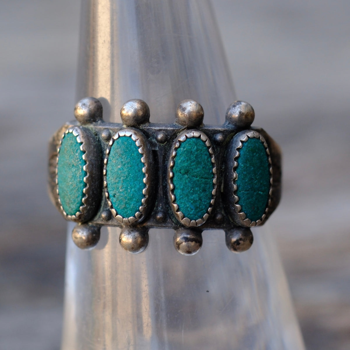 Vintage Sterling Turquoise Band 6.75