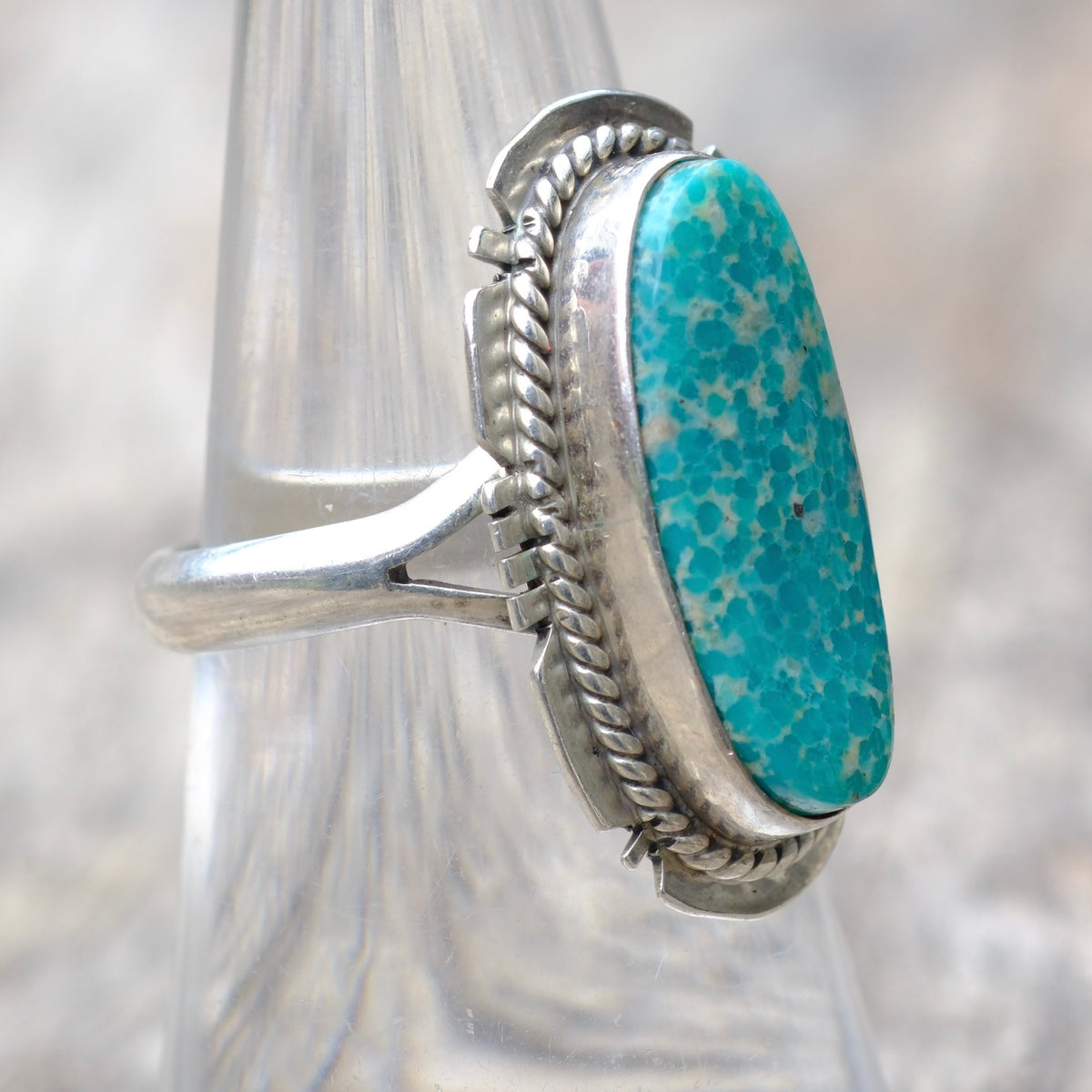 Vintage Sterling Turquoise Ring 6.75