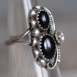 Vintage Sterling 2-Stone Onyx Ring 4.25