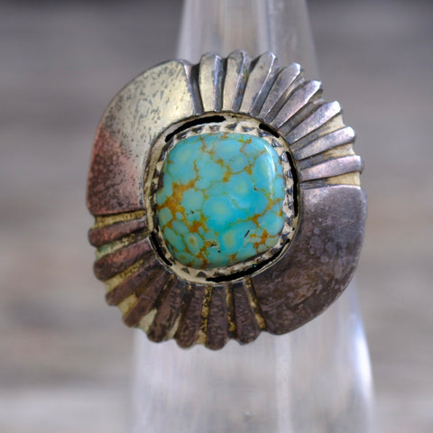 Vintage Sterling Turquoise Ring 4.5
