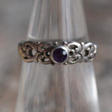 Vintage Sterling Red Glass Ring 5.5