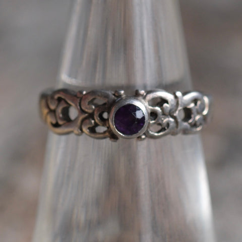 Vintage Sterling Red Glass Ring 5.5