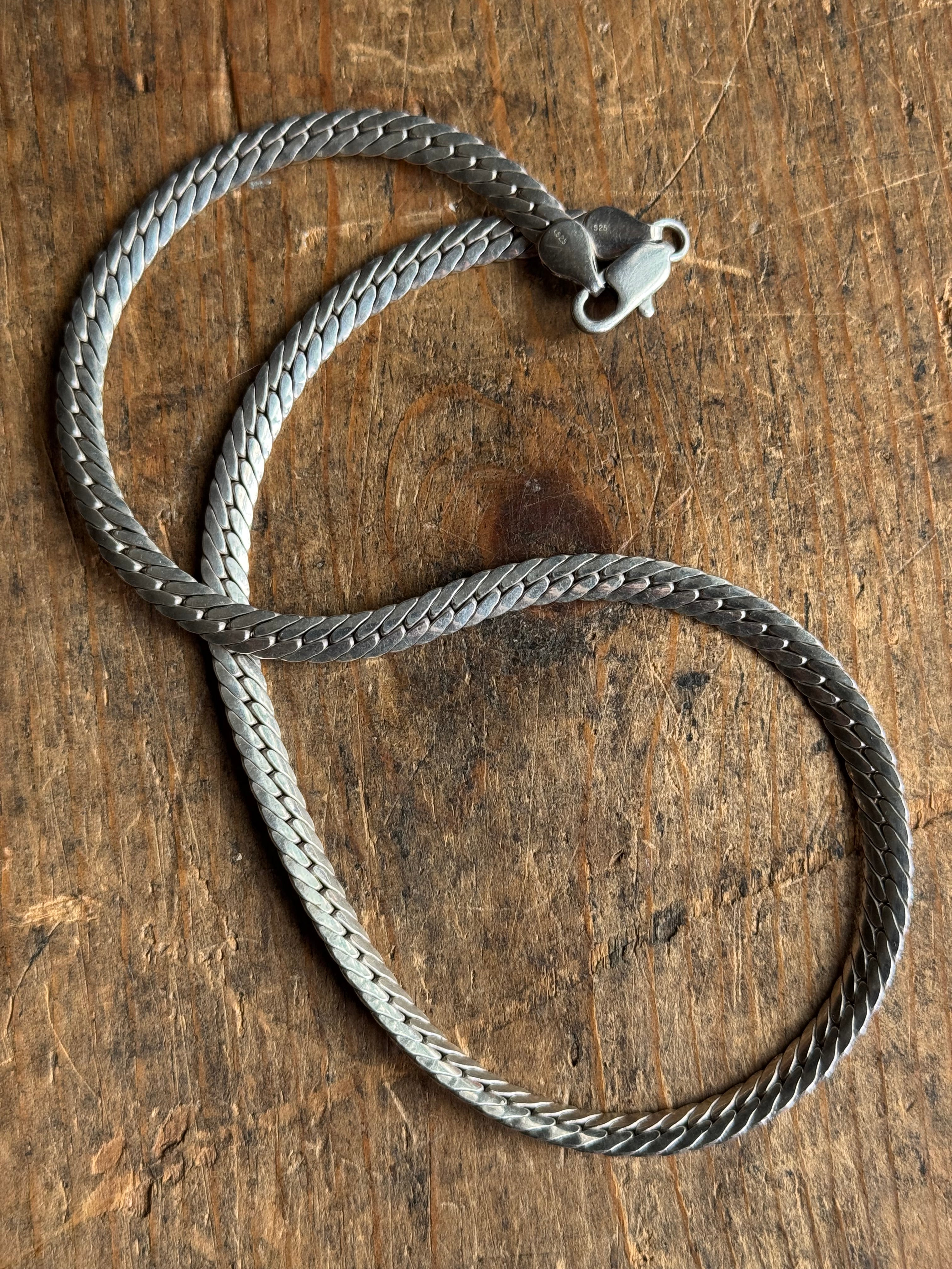 Vintage Sterling Silver 16” Chunky Herringbone Chain