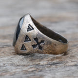 Vintage Sterling Hematite Stamped Arrows Ring 8