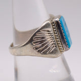 Vintage Sterling Turquoise Stamped Band Ring 9