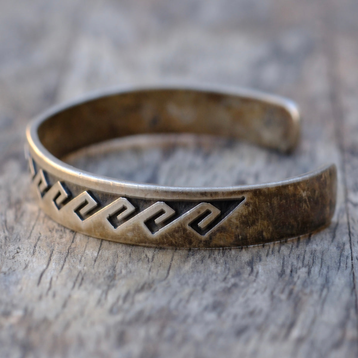 Vintage Sterling Silver Stamped Wave Cuff Bracelet