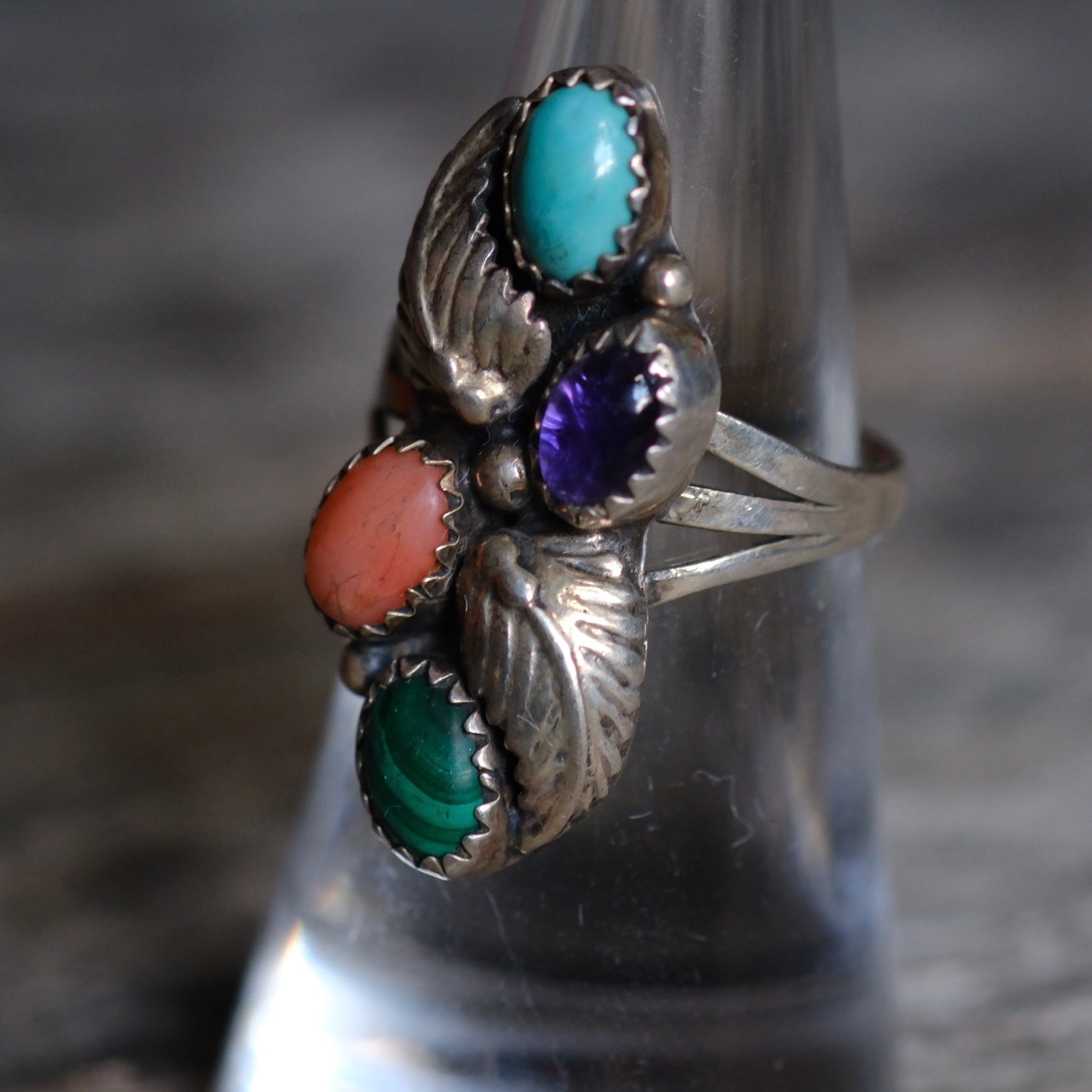 Vintage Sterling Multistone Cluster Ring 6.5