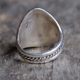 Vintage Sterling White Buffalo Feather Ring 10.75