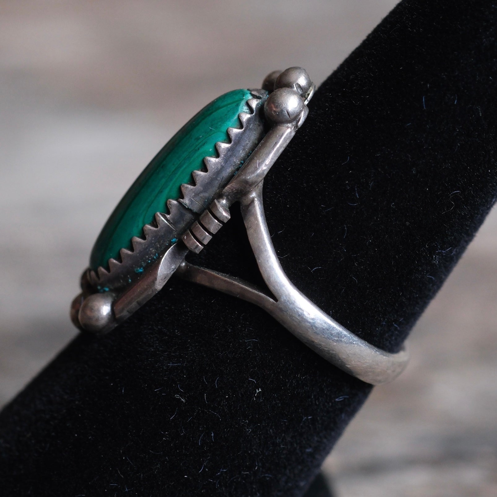 Vintage Sterling Malachite Ring 6
