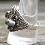 Vintage Sterling Turquoise Eagle Ring 10.5