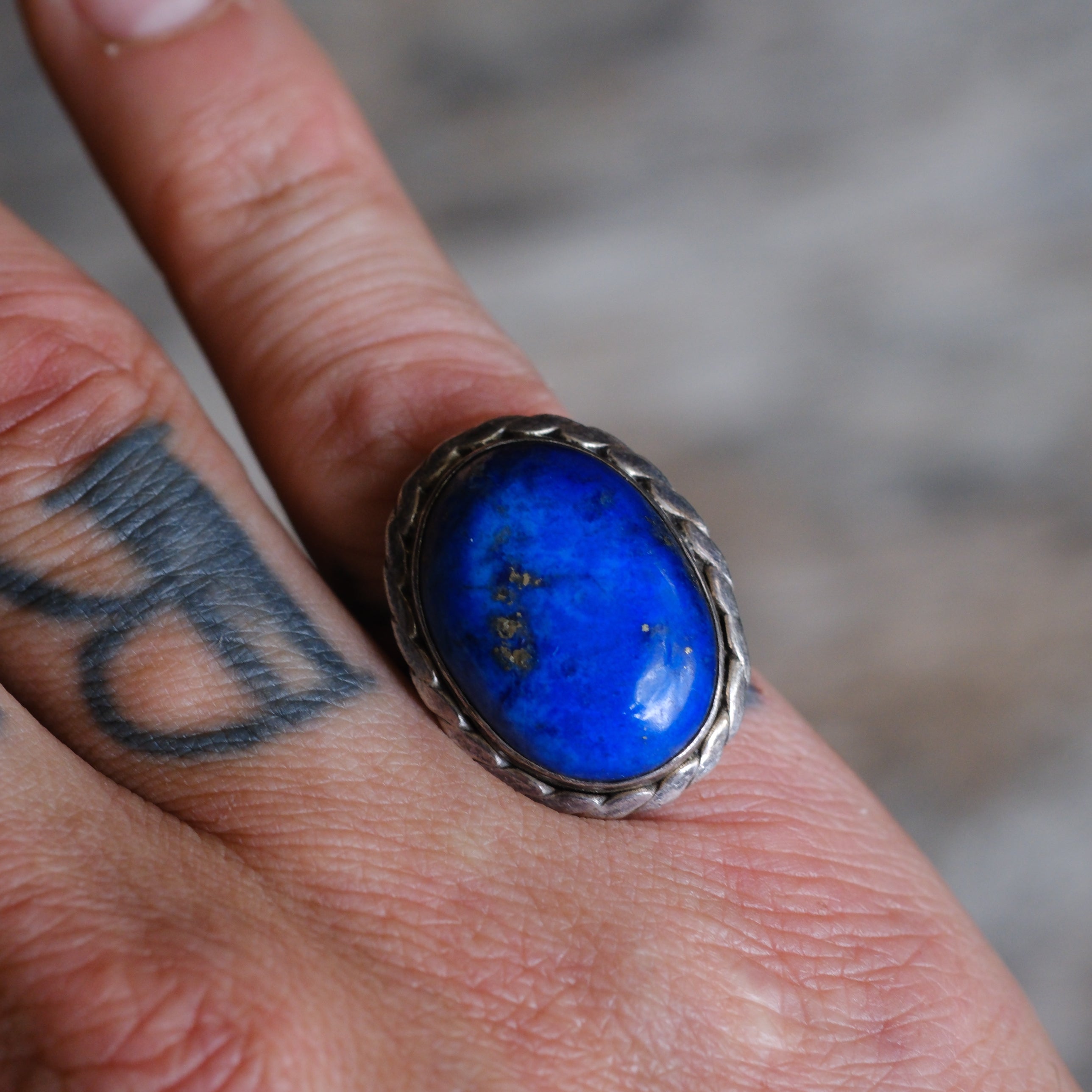 Vintage Sterling Lapis Ring 7.5