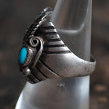 Vintage Sterling Turquoise and Coral Eagle Ring 8.5