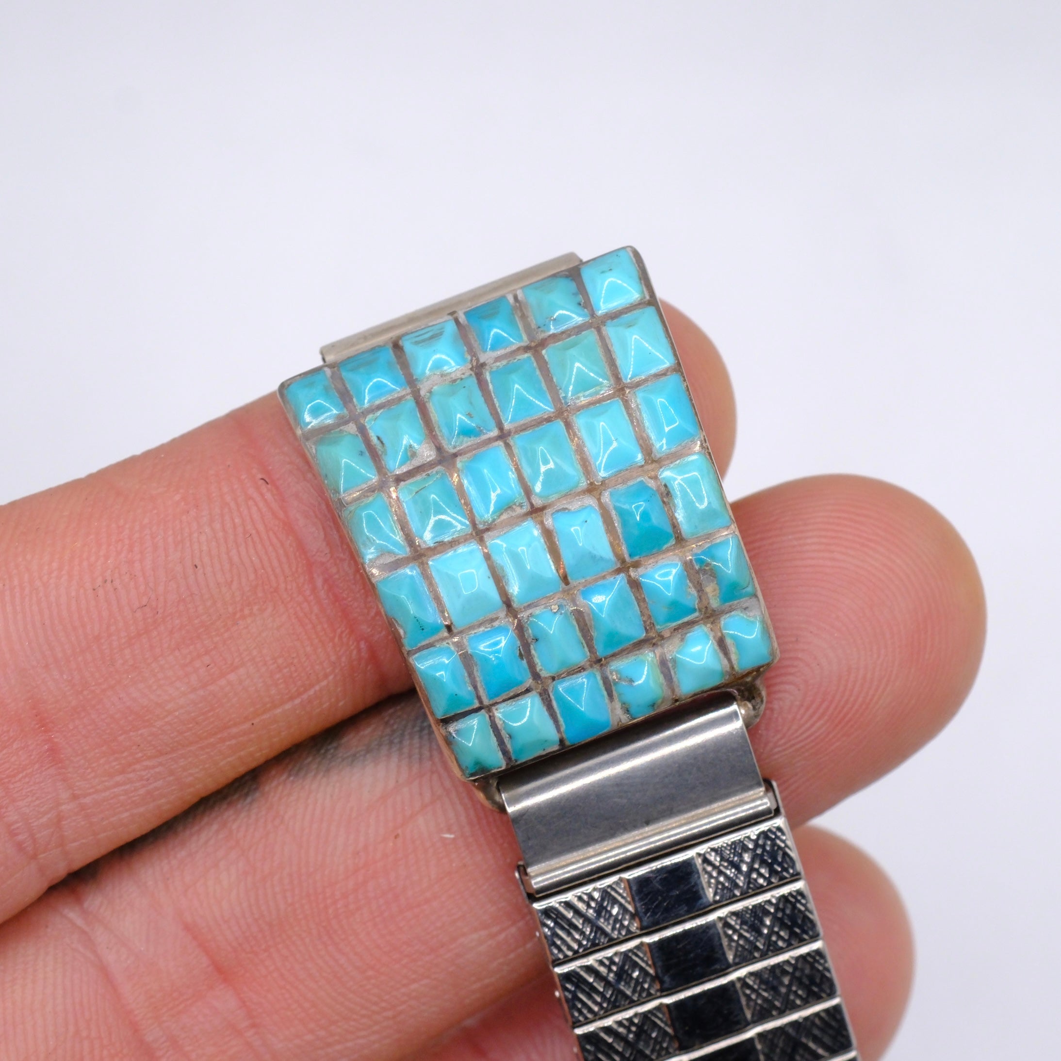 Vintage Sterling Multistone Turquoise Ladies Watch Band