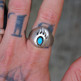 Vintage Sterling Turquoise Bear Claw Ring 10.5