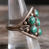 Vintage Sterling Malachite Cluster Ring 10.5