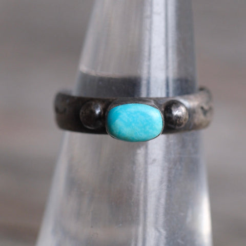 Vintage Sterling Turquoise Band 5.5