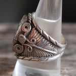 Vintage Sterling Abalone Ring 10.75