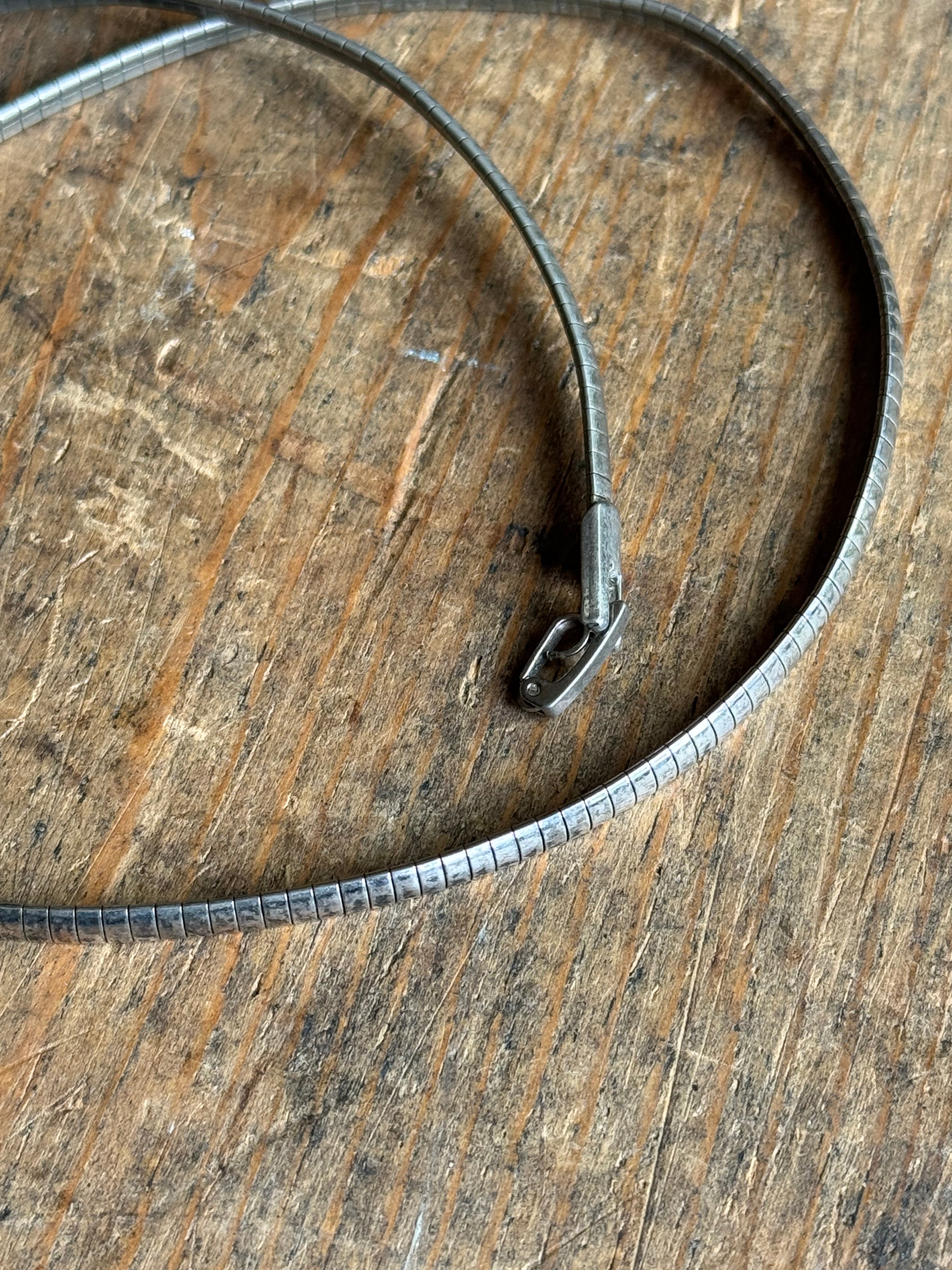 Vintage Sterling Silver 16” Square Snake Chain Collar