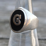 Vintage Sterling G Initial Signet Ring 7.75