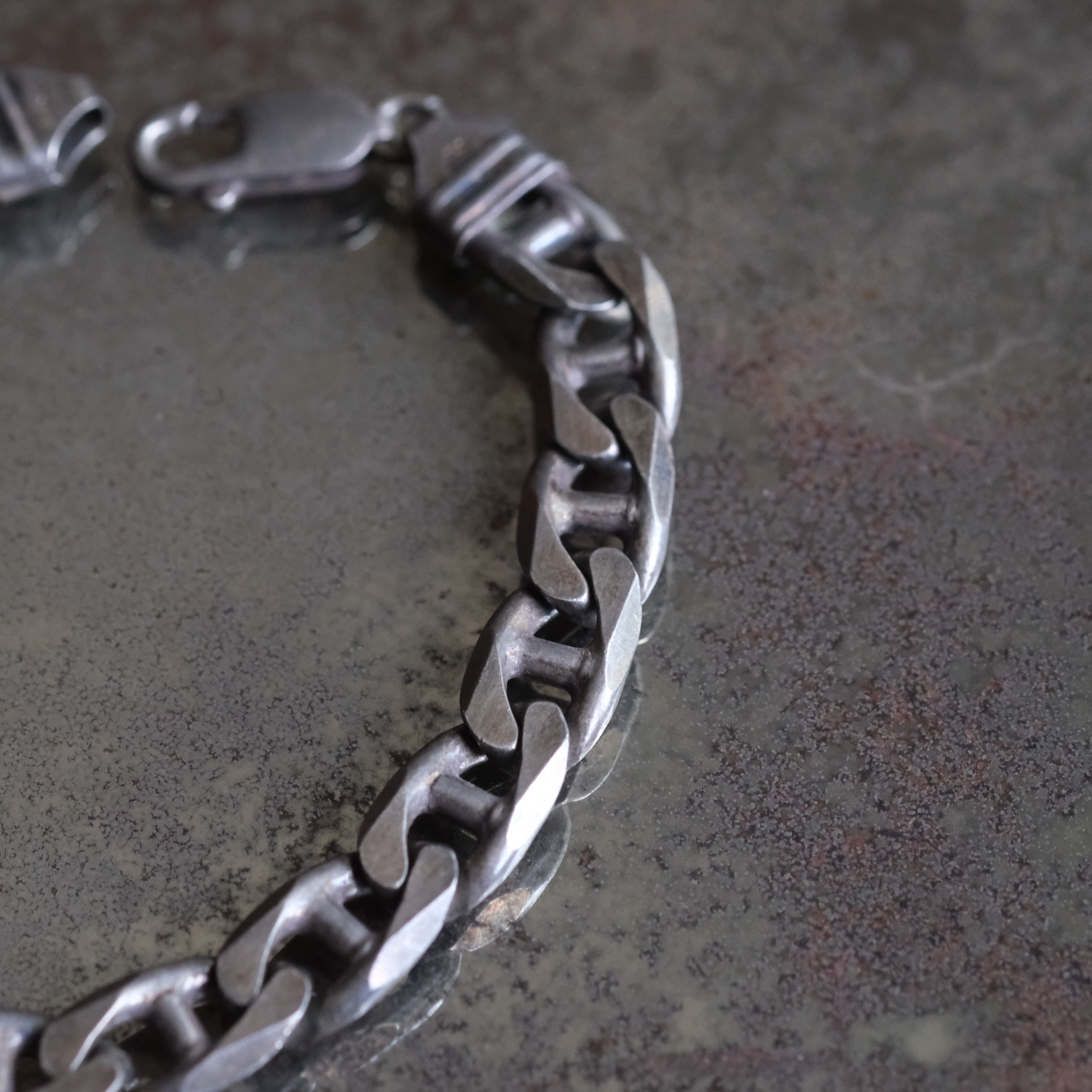 Vintage Sterling Silver Mariner Chain Bracelet 8"