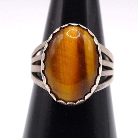 Vintage Sterling Tigers Eye Ring 7.5