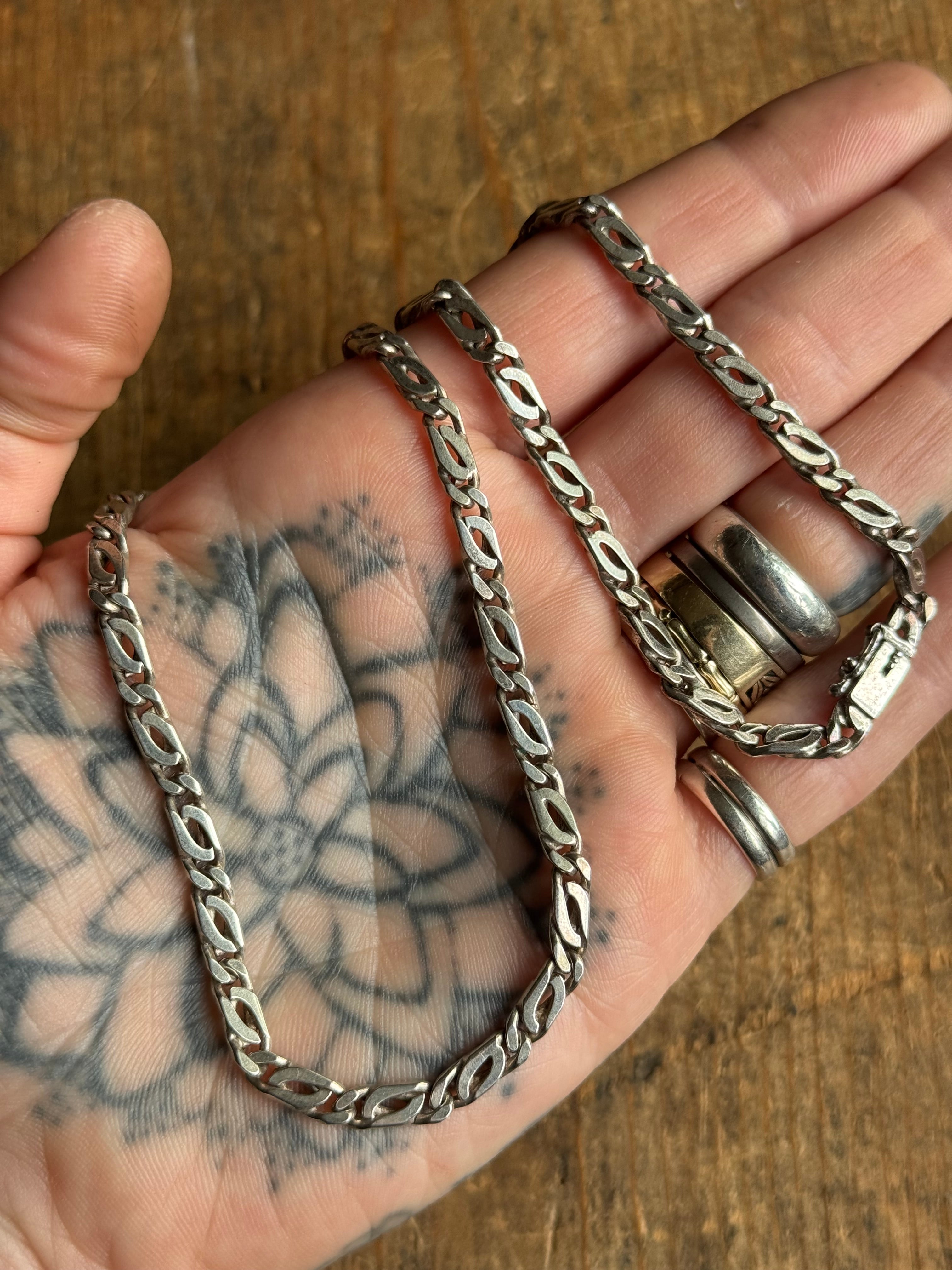 Vintage Sterling Silver 19” Snail Chain