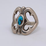 Vintage Sterling Silver Sandcast Turquoise Ring 7.75