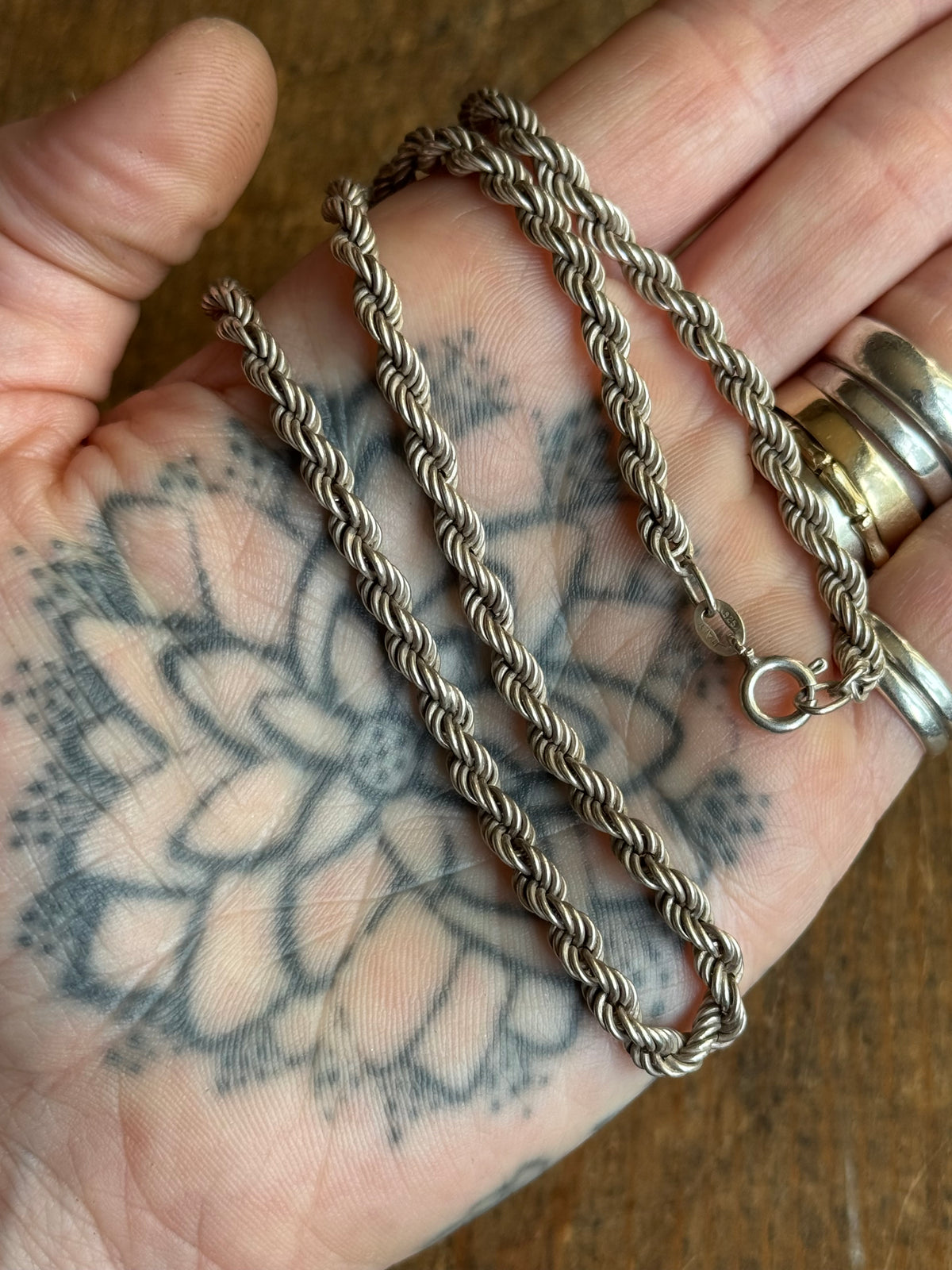 Vintage Sterling Silver 16” Rope Chain