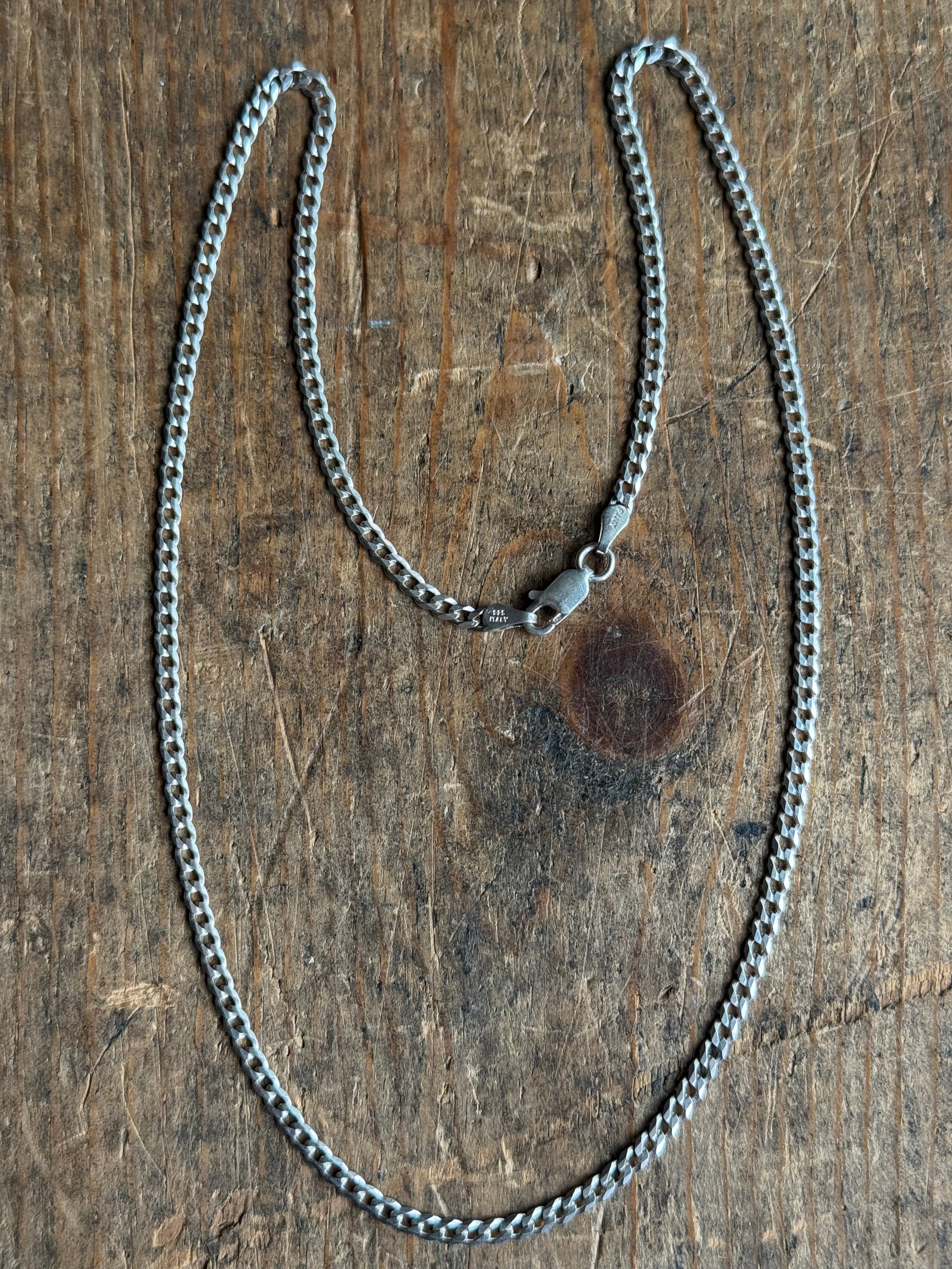 Vintage Sterling Silver 18” Flat Curb Chain