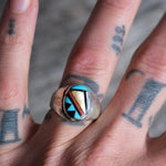 Vintage Sterling Zuni Inlay Ring 9