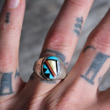 Vintage Sterling Zuni Inlay Ring 9