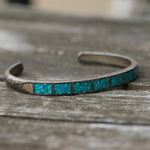 Vintage Sterling Crushed Turquoise Inlay Cuff