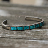 Vintage Sterling Crushed Turquoise Inlay Cuff