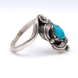 Vintage Sterling Turquoise Feather Ring 7.75