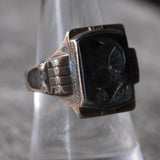 Vintage Sterling Hematite Centurion Signet Ring  8